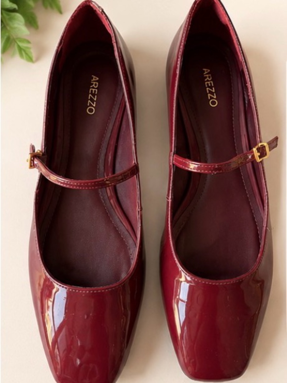 Arezzo Women's Burgundy Patent Mary Jane Flats